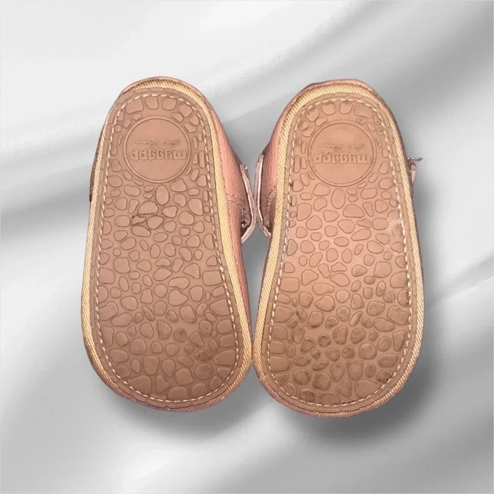 MYGGPP mauve color Faux Leather Toddler Baby Shoes Size 0-6 months - Picture 3 of 5